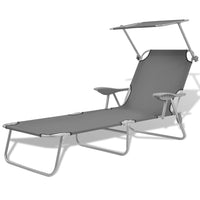 Sun Lounger with Canopy Steel Grey Kings Warehouse 