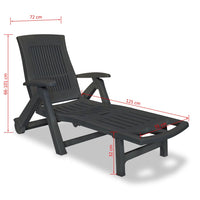 Sun Lounger with Footrest Plastic Anthracite Kings Warehouse 