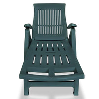 Sun Lounger with Footrest Plastic Green Kings Warehouse 