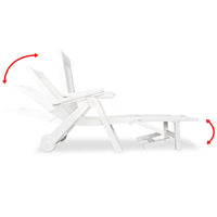 Sun Lounger with Footrest Plastic White Kings Warehouse 