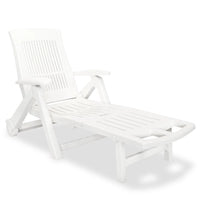 Sun Lounger with Footrest Plastic White Kings Warehouse 