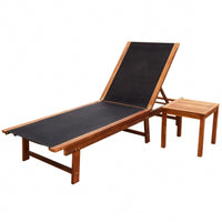 Sun Lounger with Table Solid Acacia Wood and Textilene Kings Warehouse 