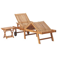 Sun Lounger with Table Solid Teak Wood Kings Warehouse 