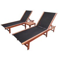 Sun Loungers 2 pcs with Table Solid Acacia Wood and Textilene Kings Warehouse 