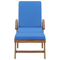 Sun Loungers with Cushions 2 pcs Solid Teak Wood Blue Kings Warehouse 