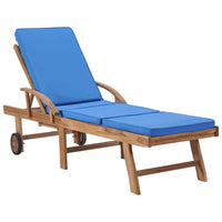 Sun Loungers with Cushions 2 pcs Solid Teak Wood Blue Kings Warehouse 
