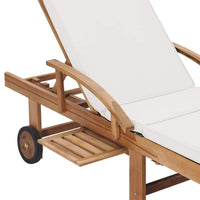 Sun Loungers with Cushions 2 pcs Solid Teak Wood Cream Kings Warehouse 