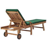Sun Loungers with Cushions 2 pcs Solid Teak Wood Green Kings Warehouse 