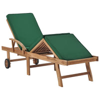 Sun Loungers with Cushions 2 pcs Solid Teak Wood Green Kings Warehouse 