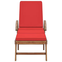 Sun Loungers with Cushions 2 pcs Solid Teak Wood Red Kings Warehouse 