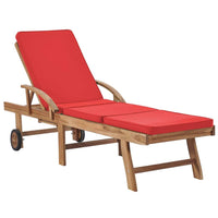 Sun Loungers with Cushions 2 pcs Solid Teak Wood Red Kings Warehouse 