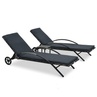 Sun Loungers with Table Poly Rattan Anthracite Kings Warehouse 