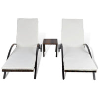 Sun Loungers with Table Poly Rattan Brown Kings Warehouse 