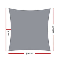 Sun Shade Sail Cloth Shadecloth Rectangle Canopy Grey 280gsm 3x3m Kings Warehouse 
