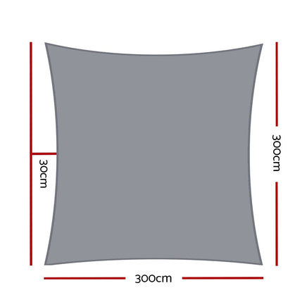 Sun Shade Sail Cloth Shadecloth Rectangle Canopy Grey 280gsm 3x3m Kings Warehouse 
