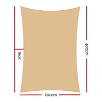 Sun Shade Sail Cloth Shadecloth Rectangle Canopy Sand 280gsm 2x4m Kings Warehouse 