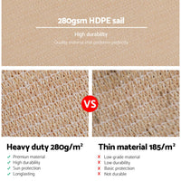 Sun Shade Sail Cloth Shadecloth Rectangle Canopy Sand 280gsm 3x6m Kings Warehouse 