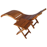 Sunlounger with Table Solid Acacia Wood Brown Kings Warehouse 