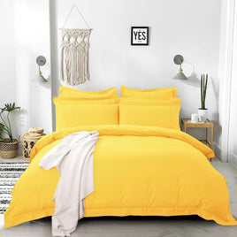 Tailored 1000TC Ultra Soft Queen Size Yellow Duvet Doona Quilt Cover Set Kings Warehouse 