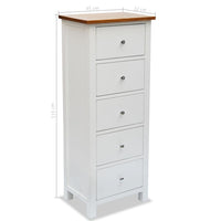 Tall Chest of Drawers 45x32x115 cm Solid Oak Wood Kings Warehouse 