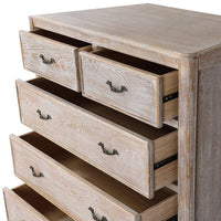 Tallboy Oak Wood Plywood Veneer White Washed Finish Storage Drawers Kings Warehouse 