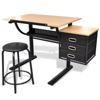 Three Drawers Drawing Table with Stool Kings Warehouse 