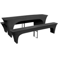 Three Piece Slipcover for Beer Table/Benches Stretch Anthracite Kings Warehouse 