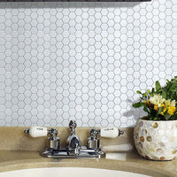 Tiles 3D Peel and Stick Wall Tile Hexagon White (30cm x 30cm x 10 sheets) Kings Warehouse 