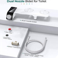 Toilet Bidet Seat Dual Nozzles Bidet Non Electric Toilet Water Sprayer Bathroom Kings Warehouse 