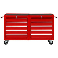 Tool Trolley with 10 Drawers Steel Red Kings Warehouse 