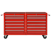 Tool Trolley with 14 Drawers Steel Red Kings Warehouse 