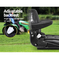Tractor Seat with Armrest Forklift Excavator Bulldozer Universal Suspension Backrest Truck Chair black Auto Accessories > Auto Accessories Others Kings Warehouse 