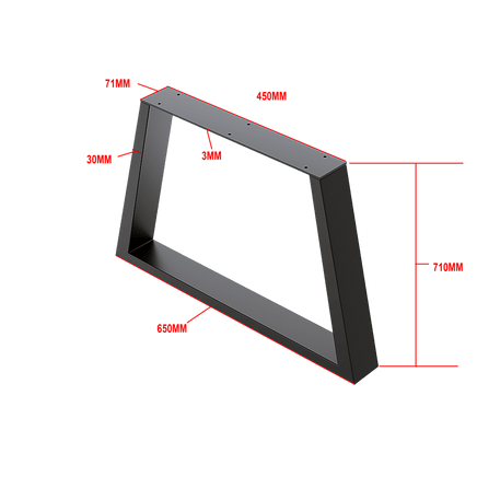 Trapezium-Shaped Table Bench Desk Legs Retro Industrial Design Fully Welded - Black Kings Warehouse 