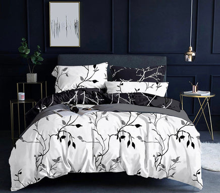 Tree Reversible Double Size Quilt/Doona/Duvet Cover Set - Black Kings Warehouse 