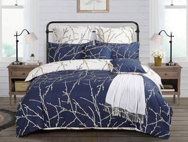 Tree Reversible Queen Size Blue Duvet Doona Quilt Cover Set Kings Warehouse 