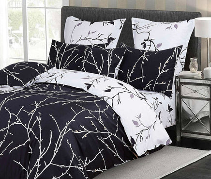 Tree Reversible Super King Size Bed Quilt/Doona/Duvet Cover Set Black Kings Warehouse 