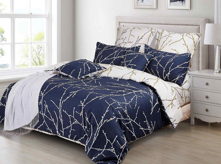 Tree Reversible Super King Size Blue Duvet Doona Quilt Cover Set Kings Warehouse 