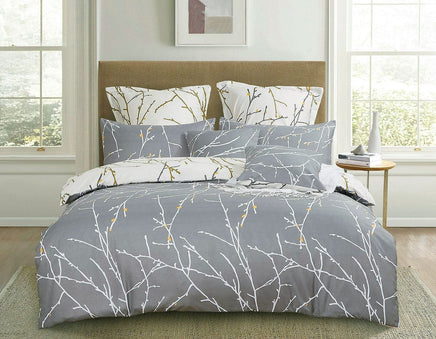 Tree Reversible Super King Size Grey Duvet Doona Quilt Cover Set Kings Warehouse 