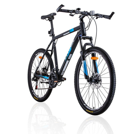 Trinx MTB Mens Mountain Bike 26 inch Shimano Gear 21-Speed [Colour: Matt Black White/Blue] [Size Of Frame: 17 inches] Kings Warehouse 