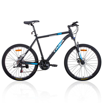 Trinx MTB Mens Mountain Bike 26 inch Shimano Gear 21-Speed [Colour: Matt Black White/Blue] [Size Of Frame: 19 inches] Kings Warehouse 