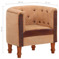 Tub Chair Brown Real Leather and Solid Mango Wood living room Kings Warehouse 