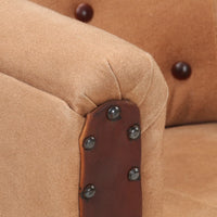 Tub Chair Brown Real Leather and Solid Mango Wood living room Kings Warehouse 