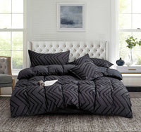 Tufted Boho Wave Jacquard Super King Size Black Duvet Doona Quilt Cover Set Kings Warehouse 
