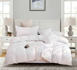 Tufted Boho Wave Jacquard Super King Size White Duvet Doona Quilt Cover Set Kings Warehouse 