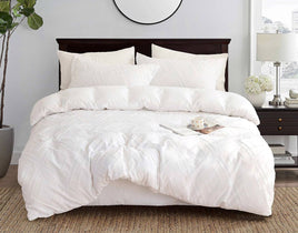 Tufted Diamond Jacquard Super King Size White Duvet Doona Quilt Cover Set Kings Warehouse 