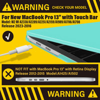 Turquoise MacBook Pro 13 Inch Case 2016-2023 M1 M2 A2338 A2289 A2251 A2159 Hard Shell Case Keyboard Cover Kings Warehouse 