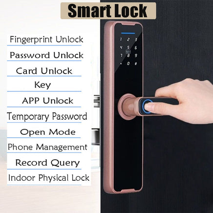 Tuya Home WIFI Smart Door Lock Biometric Fingerprint Smart Card Password Key USB KingsWarehouse 