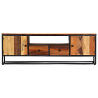TV Cabinet 120x30x40 cm Solid Reclaimed Wood and Steel Kings Warehouse 