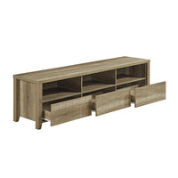 TV Cabinet 3 Storage Drawers with Shelf Natural Wood like MDF Entertainment Unit in Oak Colour Kings Warehouse 