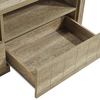 TV Cabinet 3 Storage Drawers with Shelf Natural Wood like MDF Entertainment Unit in Oak Colour Kings Warehouse 